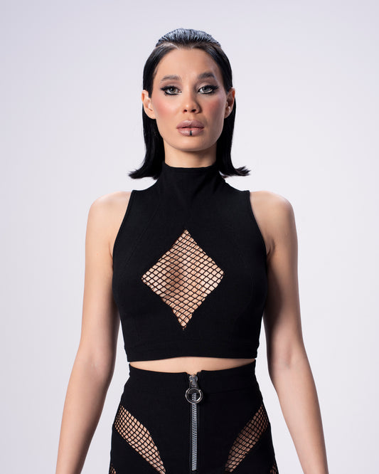 Diamond Beat Mesh Top